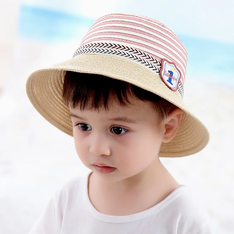 Шляпка для девочки Кепка с козырьком от солнца 2-6T новые модные летние детские соломенные шляпы с буквенным принтом детская пляжная кепка реквизит для фотосъемки - Цвет: B1-(2-4Y)-50cm
