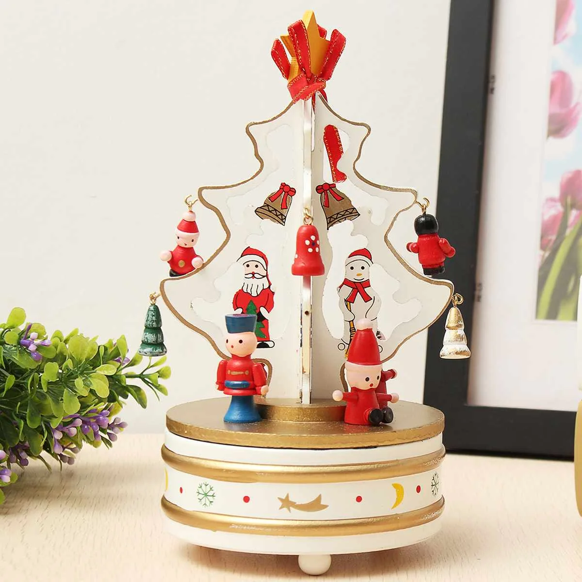 Деревянная елка праздничный подарок Рождественский Декор музыкальная шкатулка форма рождественской елки вращающаяся музыкальная шкатулка лучший подарок