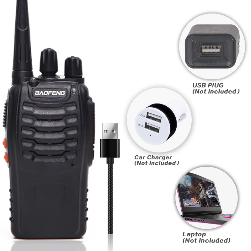 4 шт. Baofeng BF 888S иди и болтай Walkie Talkie “иди зарядным устройством USB адаптер
