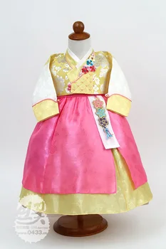 

New Baby Girls Traditional Korean Hanbok Fashion Style Dress Cotton Long Sleeve Hanbok Dress Child Asian Clothing