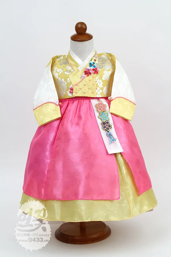  New Baby Girls Traditional Korean Hanbok Fashion Style Dress Cotton Long Sleeve Hanbok Dress Child 