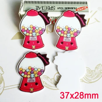 

40pcs/Lot 37x28mm Cartoon Color Ball Machine Planar Resin Cabochons Flatback Hair Bow Center DIY Frame Card Making Embellishment