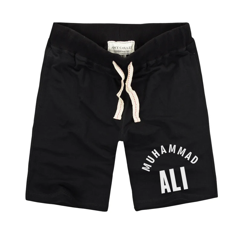 Летние уникальные мужские шорты MUHAMMAD ALI, шорты для фитнеса, шорты боксеры, брендовая одежда, шорты в винтажном стиле, высокое качество, хлопковые шорты ufc - Цвет: item01 - black
