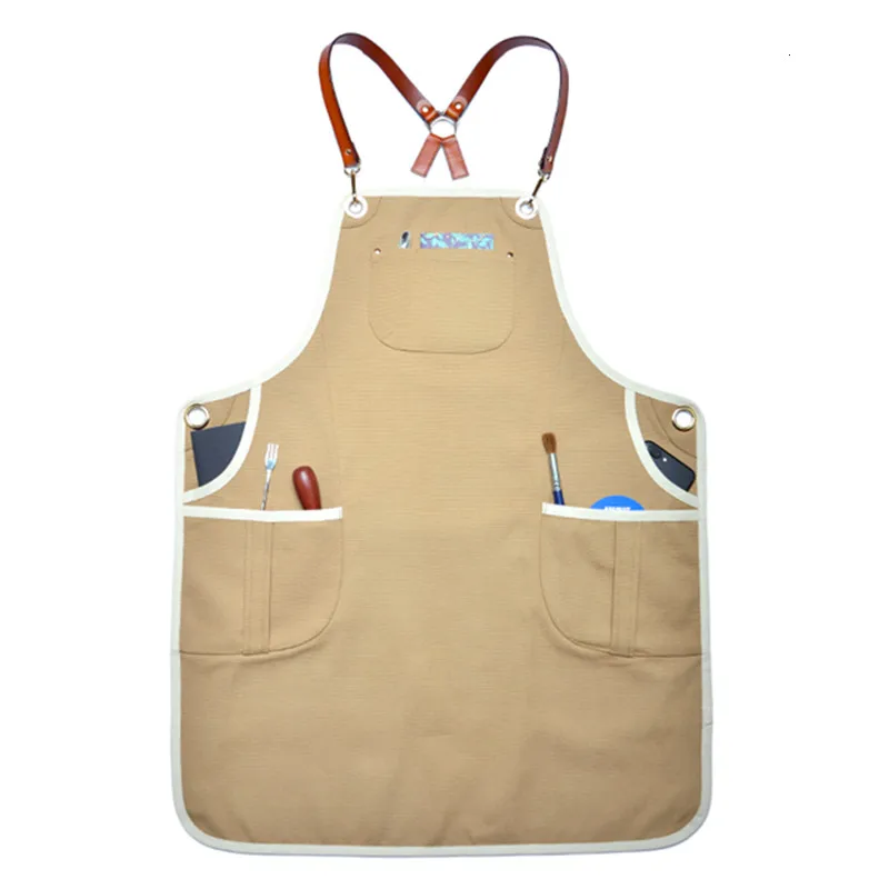 Canvas Apron Crossback Leather Straps E20-1