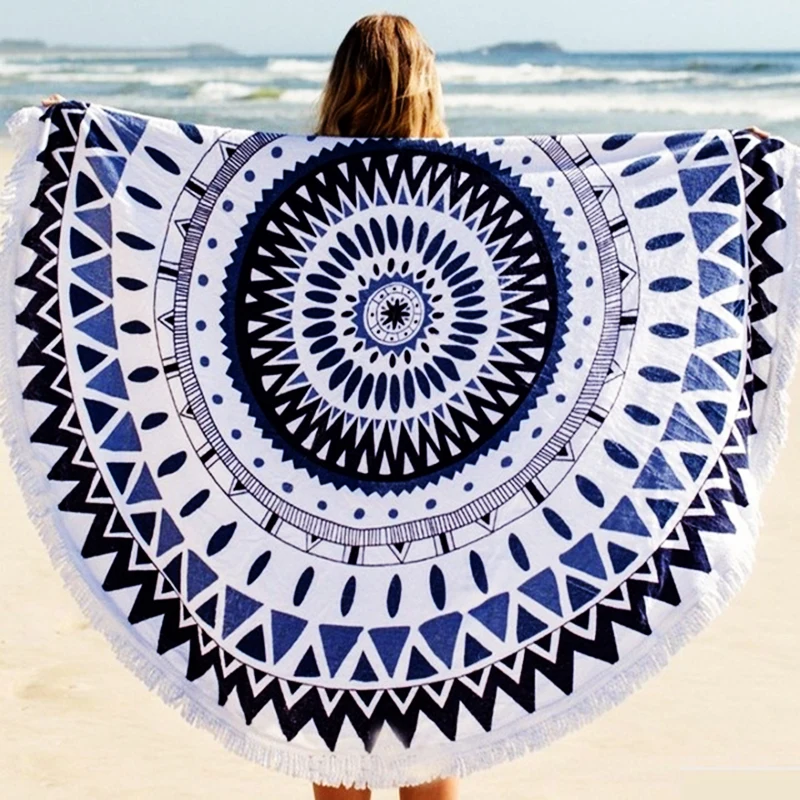 2016 New Summer Large 100 Cotton Printed Round Beach Towels With