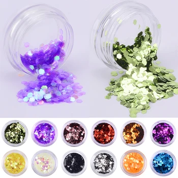 

ZKO 1 Box 3mm Hexagonal Nail Glitter Sequins Paillette Tips Decor 12 Colors Nail Art Decorations Accessories For DIY Manicure