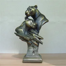 Handmade Panther Lovers Bust Abstractive Resin Cougar Couple Portait Sculpture Wildlife Decor Gift and Craft Ornament Furnishing