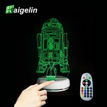 Robot R2D2-B 7 Colors 3D Visual Light Creative Button Type USB Touch Sensor Remote Control LED Night Light For Children Bedroom