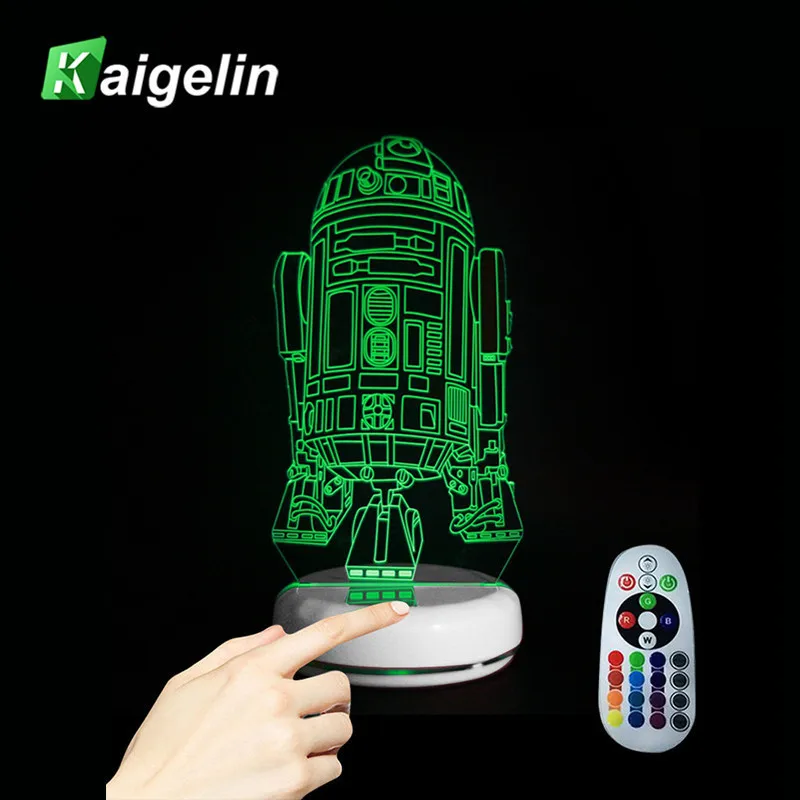 

Robot R2D2-B 7 Colors 3D Visual Light Creative Button Type USB Touch Sensor Remote Control LED Night Light For Children Bedroom