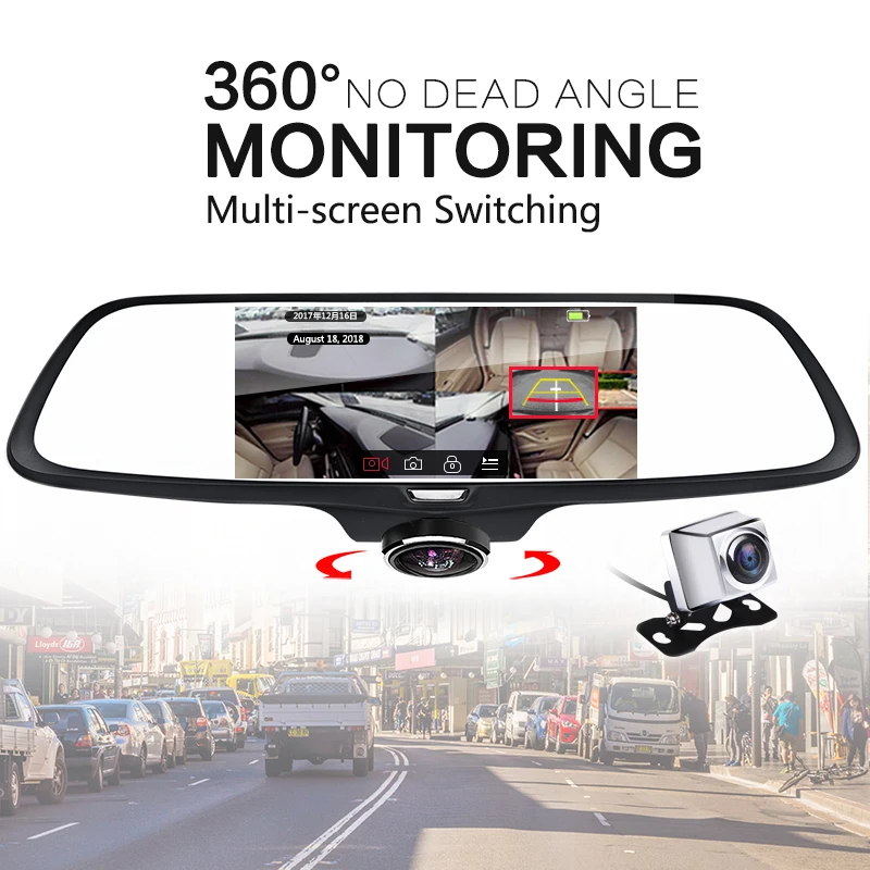 Сенсорный экран автомобиля Dvr с двойными линзами 5 дюймов HD 1440P Dash Камера ночной