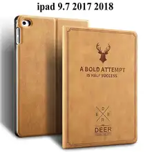 Матовый чехол в стиле ретро с оленем из искусственной кожи для Apple iPad 9,7 2017, умный чехол для iPad 9,7 2018, чехол A1822 A1823, чехол для планшета + пленка + ...(China)