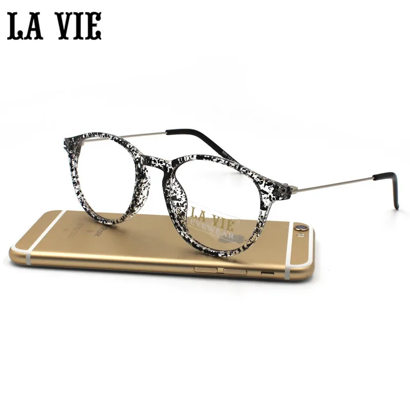 Очки, прозрачная оправа для женщин, очки для взрослых, круглые прозрачные очки, оптическая оправа для очков Oculos Lens 8093 - Цвет оправы: Water ink