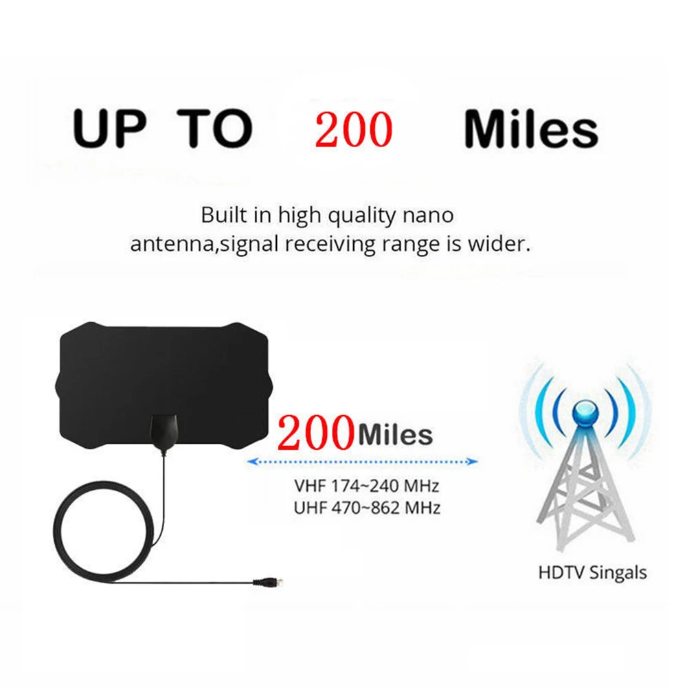 200 миль 1080 P комнатная цифровая ТВ для усиления сигнала антенна усилитель приемника ТВ радиус Surf лиса антенна HD ТВ антенны воздушные мини DVB-T/T2