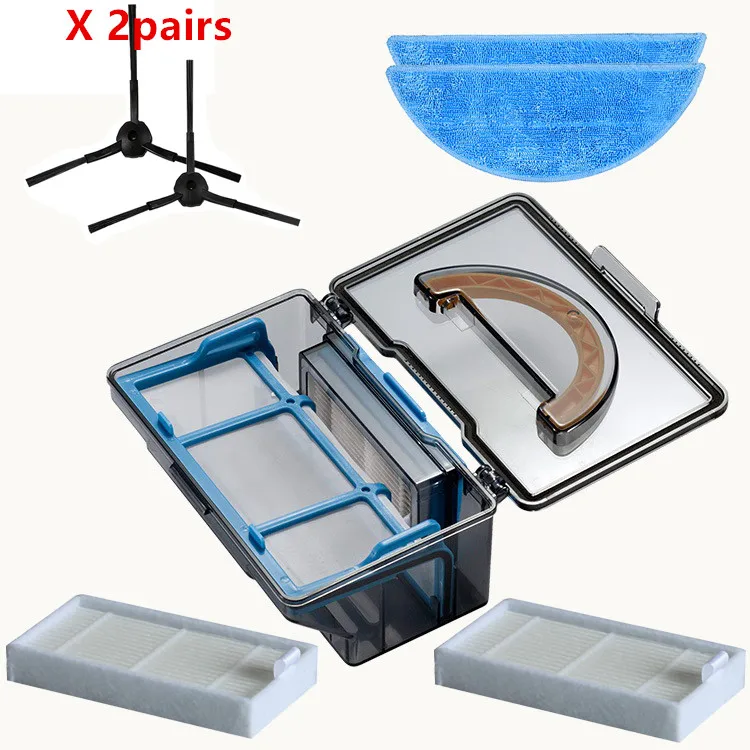 dust box*1+2*Pair side Brush+2*hepa Filter+2*Mop cloth for ilife x5 v5s V3 V3+ v5pro ilife v5s pro robot vacuum cleaner Parts