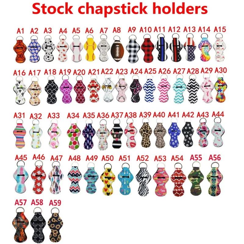 

12pcs Softball Basketball Football Baseball Printed Neoprene Chapstick Keychain Holder Case Storage Bag Party Gift