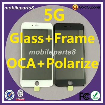 

100pcs DHL free shipping No bubbles Glass with frame oca polarizer for iPhone 5 galss with frame and oca and polarizer
