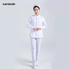 Новая медицинская форма медсестры лабораторный халат с длинным рукавом Спецодежда хирургическая униформа для салонов красоты аптека женские наборы скрабов
