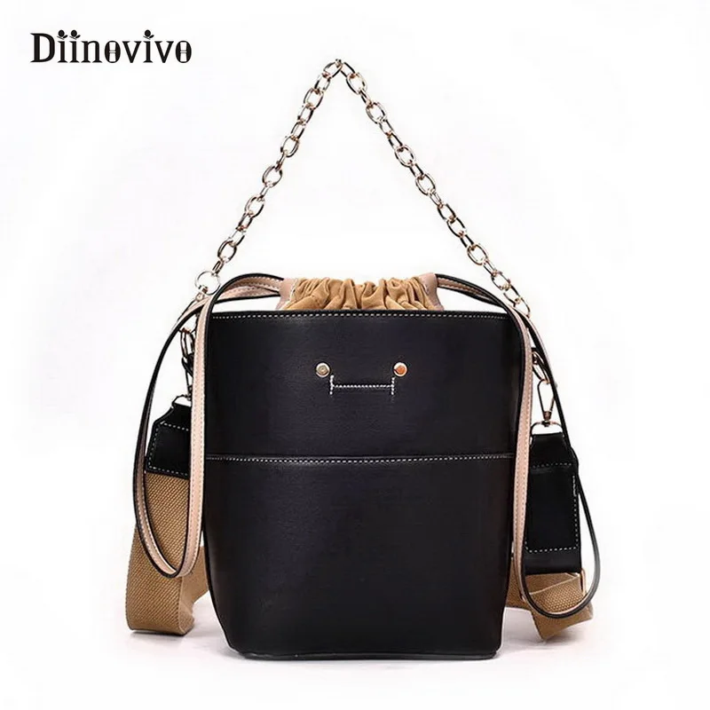 

DIINOVIVO Fashion Women Bags Luxury Handbags Designer Vintage Female Shoulder Bag Big Chain Tote Simple Casual Bucket WHDV0461