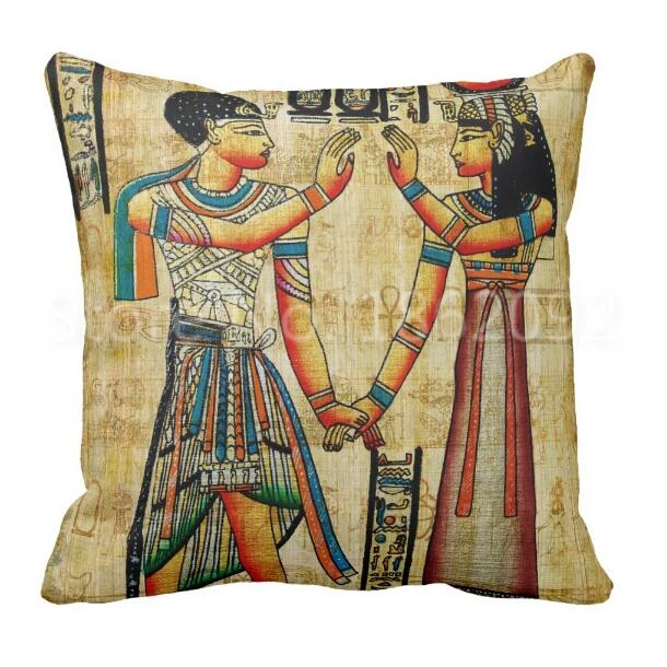 Ethnic Egyptian Egypt God Gold Papyrus Decorative Throw Pillow Case