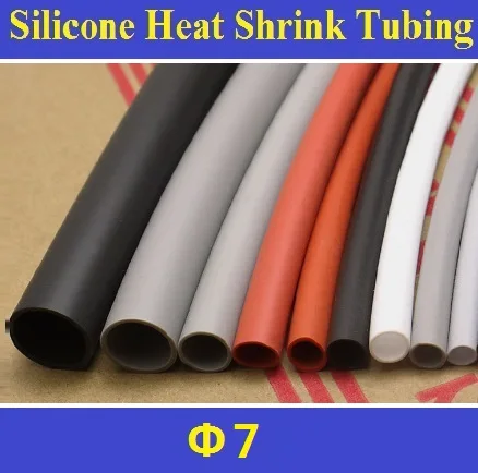 

7mm Flexible Soft 1.7:1 Silicone Heat Shrink Tubing Brand New High Quality Free Shipping - 2 Meters