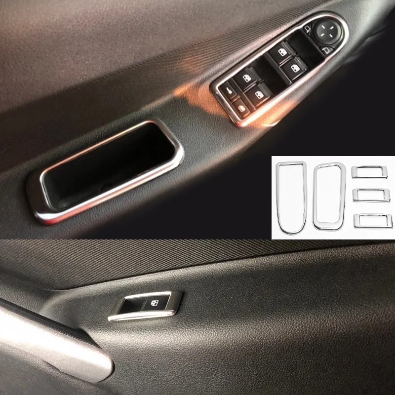 

5pcs stainless steel interior door window switch control box storage decorative cover trims for Lada Granta Kalina Datsun on-Do