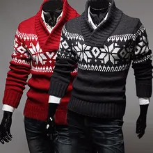 Для мужчин Снежинка Рождественский свитер зимний вязаный свитер v-образным вырезом Повседневное трикотажные джемперы пуловеры Homme теплая верхняя одежда вязать Jack свитер мужской с рисунком джемпер мужской