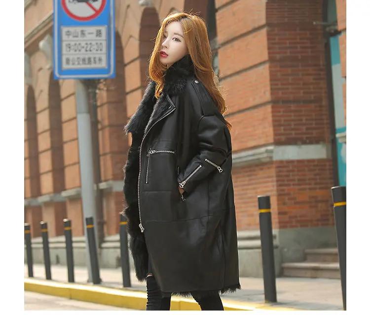 women natural sheep skin leather coat fur inside (12)