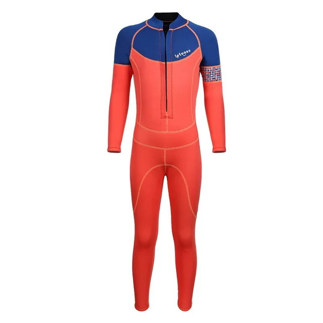 QTN1901 orange Детские неопреновые гидрокостюмы с длинными рукавами, 2 мм, костюм для дайвинга, детский Рашгард для мальчиков и девочек, Цельный купальник для серфинга, плавания и подводного плавания - Цвет: QTN1901 orange