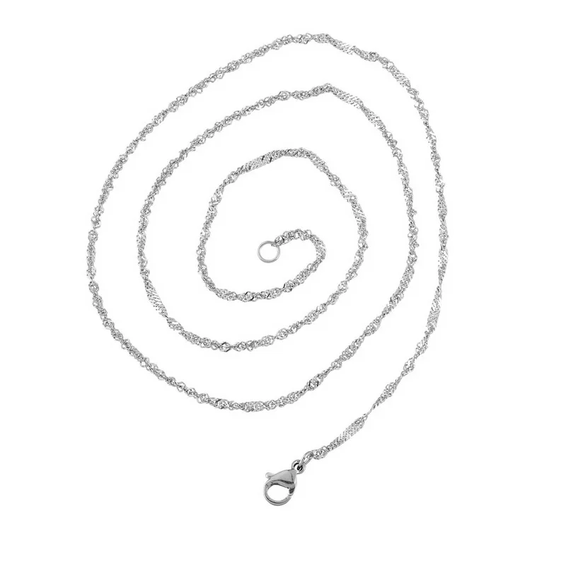LASPERAL 1PC Stainless Steel Twisted Water Wave Chain Long Necklace