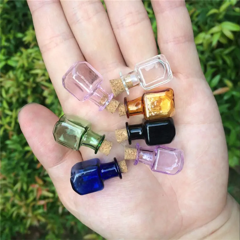DIY Мини стеклянные бутылки с пробками маленькие прямоугольные банки милые кулоны в виде флаконов подарки смешанные 7 цветов
