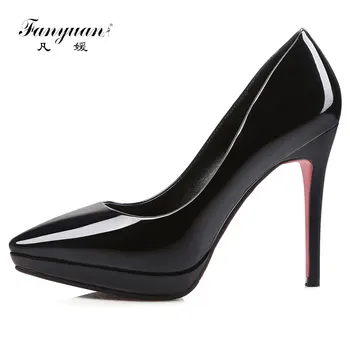 

Fanyuan 2018 Women pumps Fashion candy color High heels single shoes female Spring Summer patent leather wedding party shoes