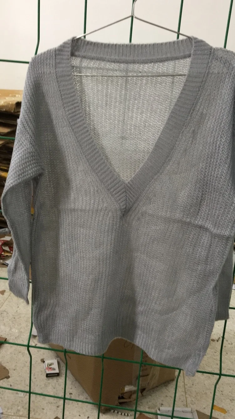 Сексуальные тонкие женские свитера с v-образным вырезом, женские повседневные однотонные трикотажные пуловеры с длинным рукавом, размер S-5XL