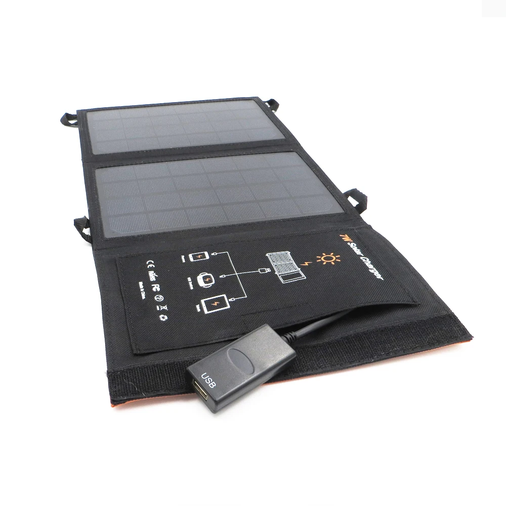 Portable 7W 1200mA Solar Charger Solar Panels Charger with Usb Port Solar Battery Charger Power for Mobile Phones 5V USB