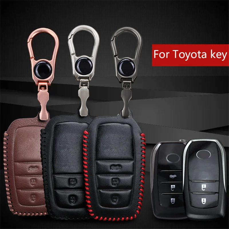 For Toyota Key Holder Cover Case Genuine Leather Key ring chain For