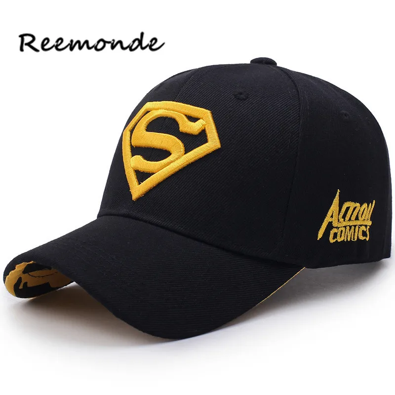 

REEMONDE Baseball Caps Superman Batman Snapback Hats Man Embroidery Print Cotton Caps Hip Hop Fitted Cap For Women Adjustable