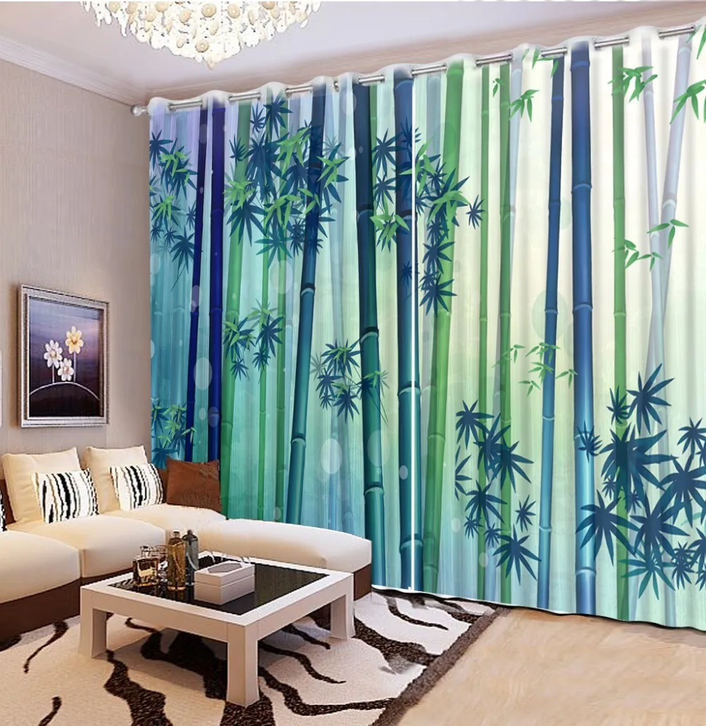 3D cortina moda personalizada cama Sala Oficina Hotel Cortinas que representa bambú 3D baño Cortina de ducha 3D cortina moda personalizada cama Sala Oficina Hotel Cortinas que representa bambú 3D baño Cortina de ducha