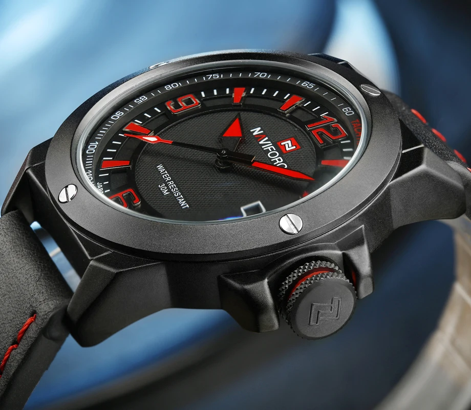 NAVIFORCE Mens Watch Sport Clock Top Luxury Brand Leather Quartz Wristwatch Fashion Casual Analog Man Watches