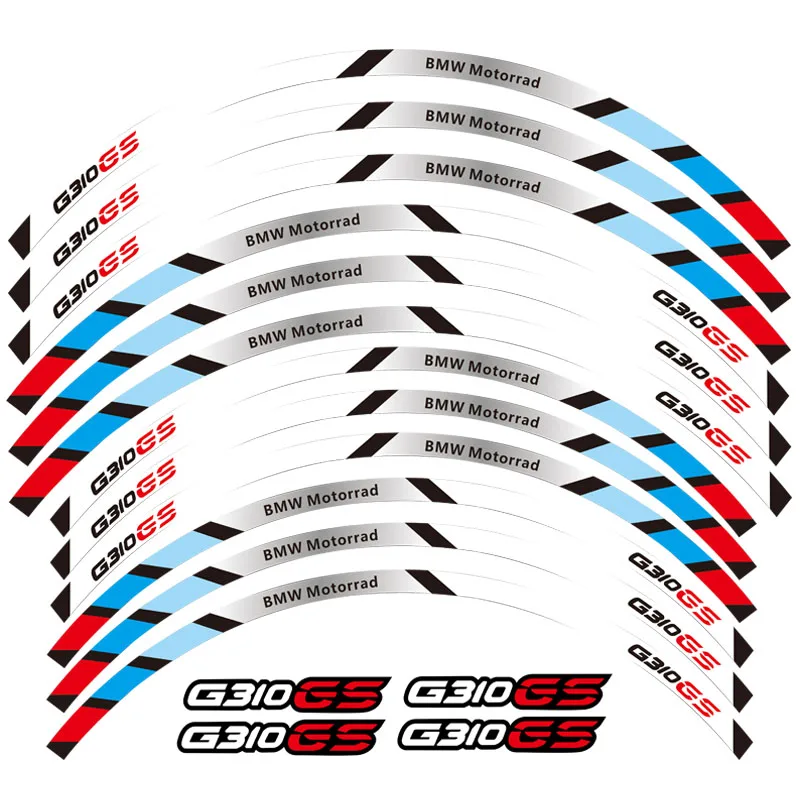 Новая высококачественная 12 шт подходит мотоциклетная наклейка для колес полоса светоотражающий обод для BMW G310GS - Цвет: 2