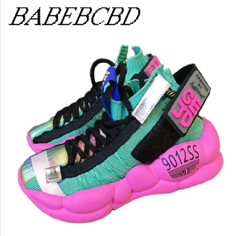 

Women's breathable socks shoes spring/summer 2019 new all-in-one platform shoes casual sneakers