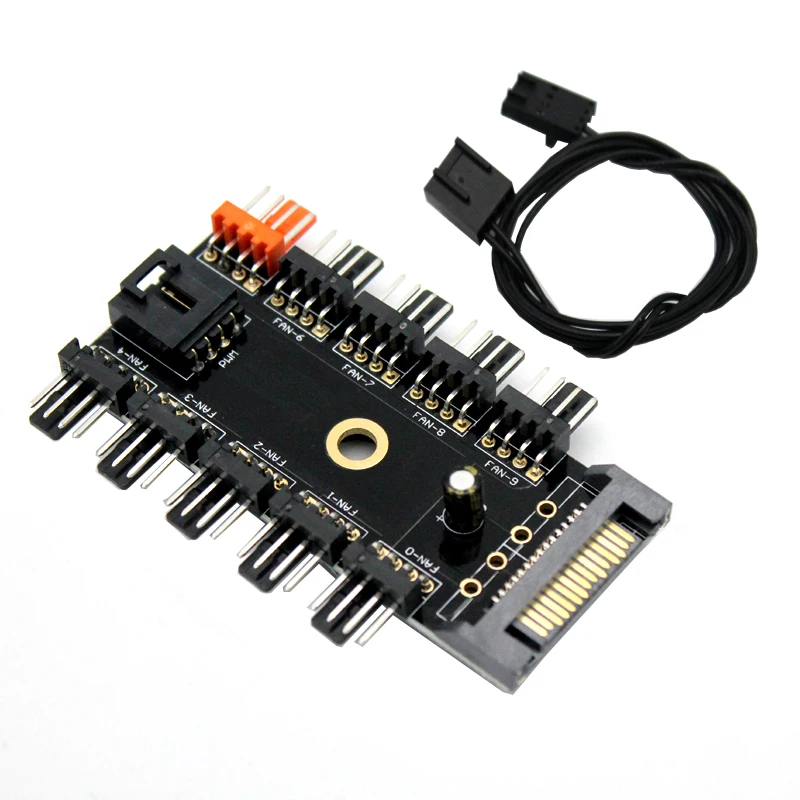 1 to 10 PC Cooler Fan Hub Splitter Cable Pwm SATA /Molex 12V Power Supply Speed Adapter Fan controller Mining
