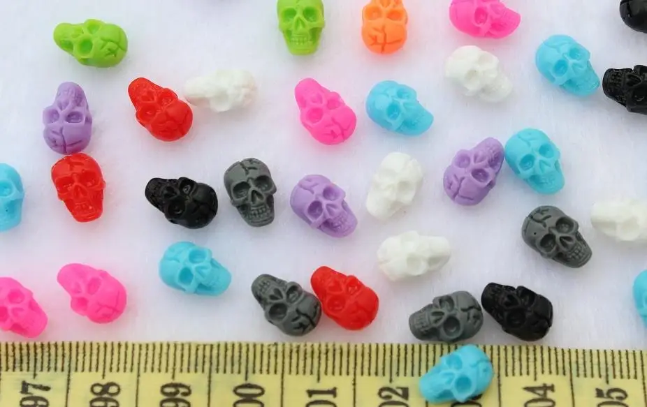 

Set of 150pcs resin Small Skull head Cabochons (10mm) Cell phone decor,earring blank, embellishment, DIY