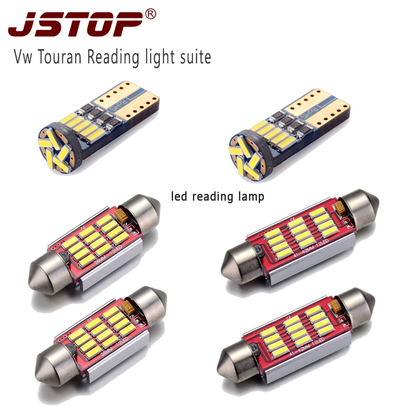 JSTOP 6piece set Vw Touran high quality led reading light canbus 12VAC bulbs w5w t10 font
