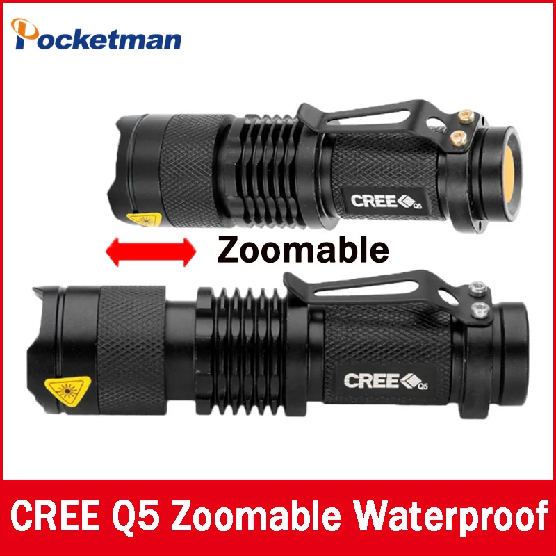 

SK68 penlight 2000LM Waterproof LED Flashlight Torch 3 Modes zoomable Adjustable Focus Lantern Portable Light use AA 14500