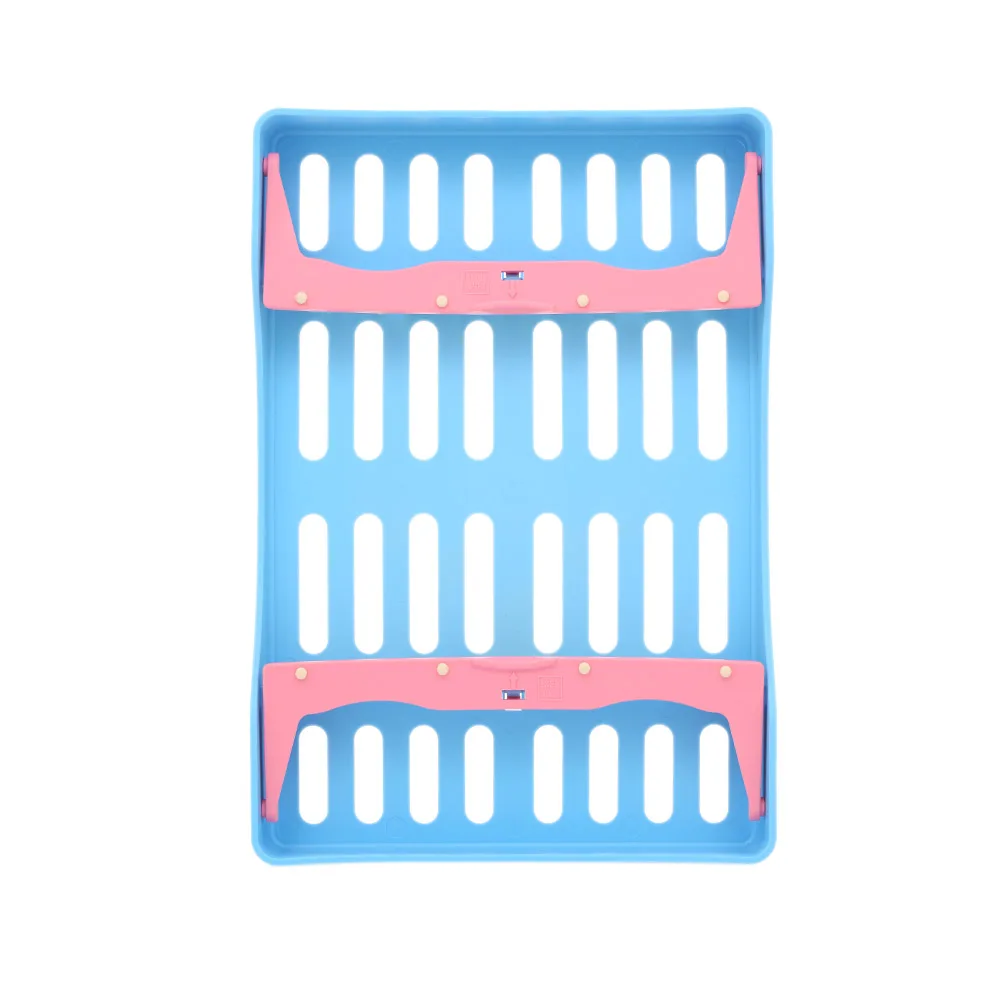 Dental Plastic Sterilization Rack Surgical Instrument Disinfection Box Autoclave Cassette Burs Disinfection Holder Dental Tool - Цвет: Синий