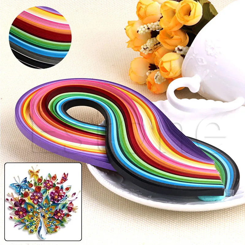 

160/240 Stripes Quilling Paper 5mm Width Mixed Color For DIY Craft 16/24 Colors