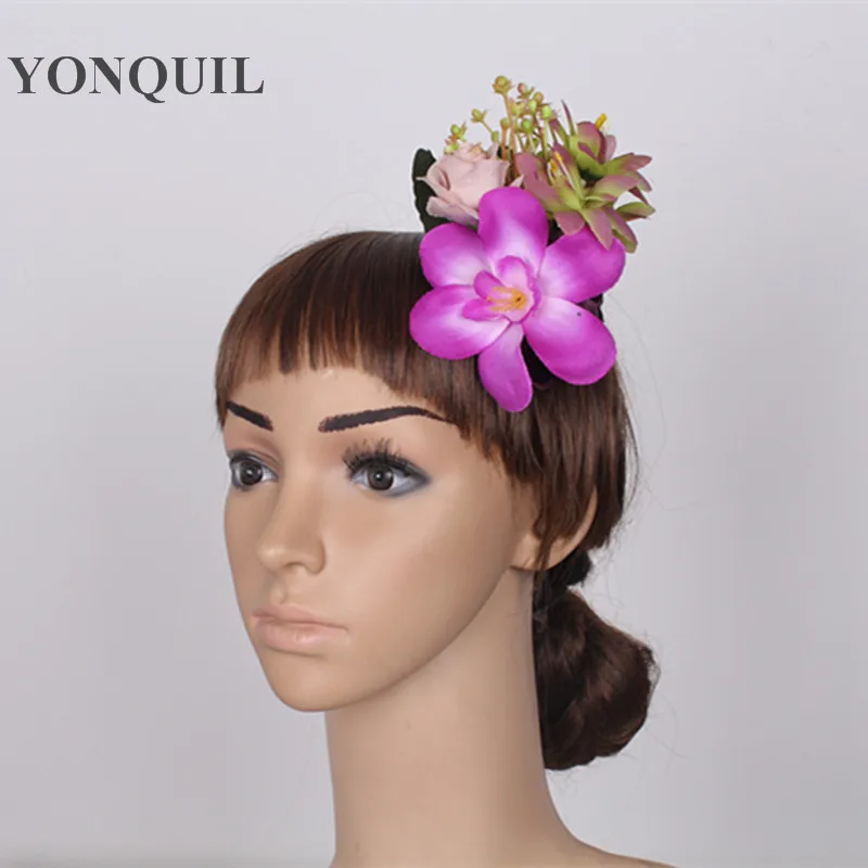New Women 12CM Fashion Silk Flowers Hair Clips Fascinator Hair