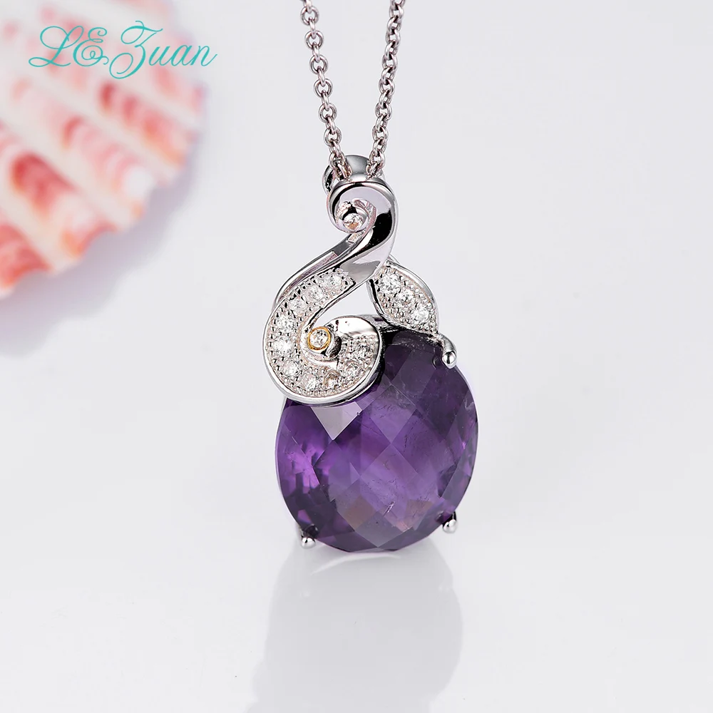 L & zuan 7.69ct натуральный аметист кулон Настоящее серебро 925 пробы ювелирные изделия