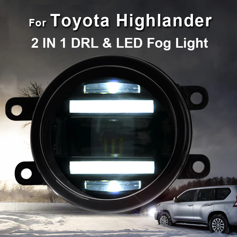 

2014-ON For Toyota Highlander led fog lights+LED DRL+turn signal lights Car Styling LED Daytime Running Lights LED fog lamps