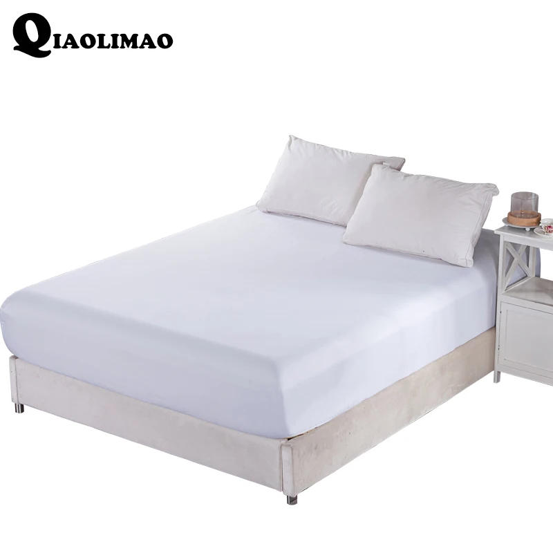 

New 100% Polyester Fitted Sheet Solid Color Mattress Cover Four Corners With Elastic Band Bed Sheets Size 150*200 CM 180cm*200cm