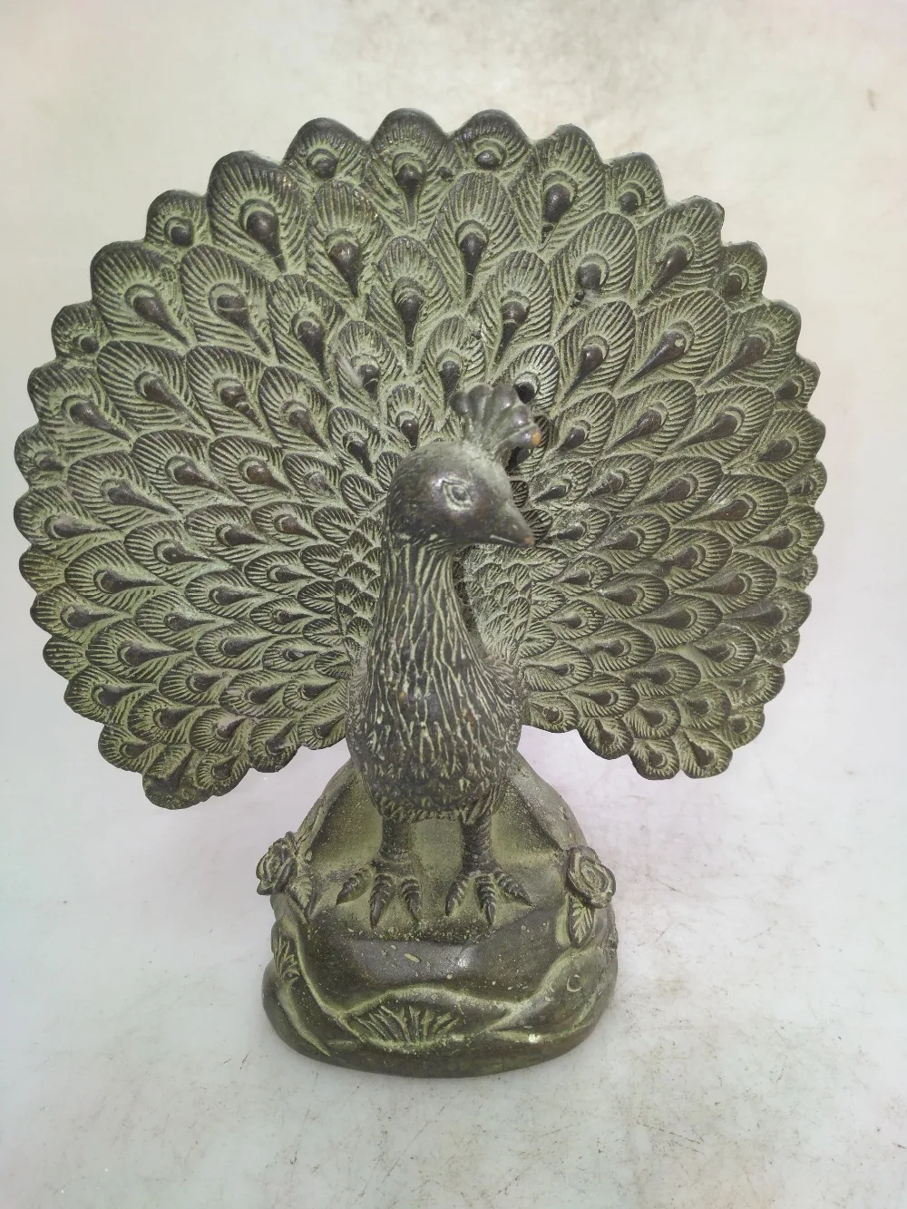

Chinese hand carved bronze peacock art collection